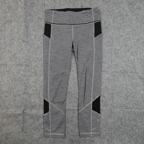 Lululemon Leggings Womens 4 Crop 23" Gray Run Yoga Gym Athletic